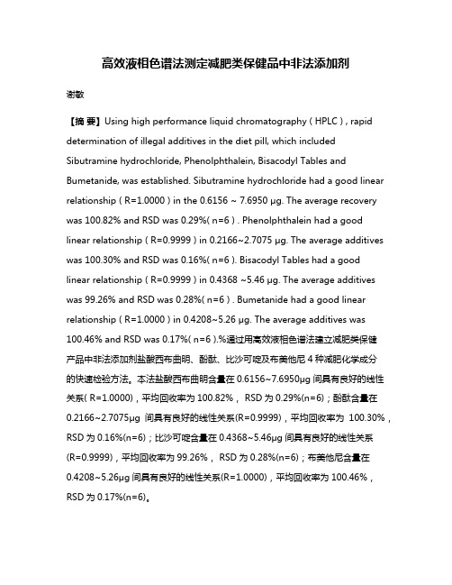 高效液相色谱法测定减肥类保健品中非法添加剂