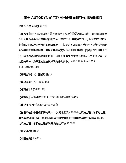 基于AUTODYN的气泡与固定壁面相互作用数值模拟