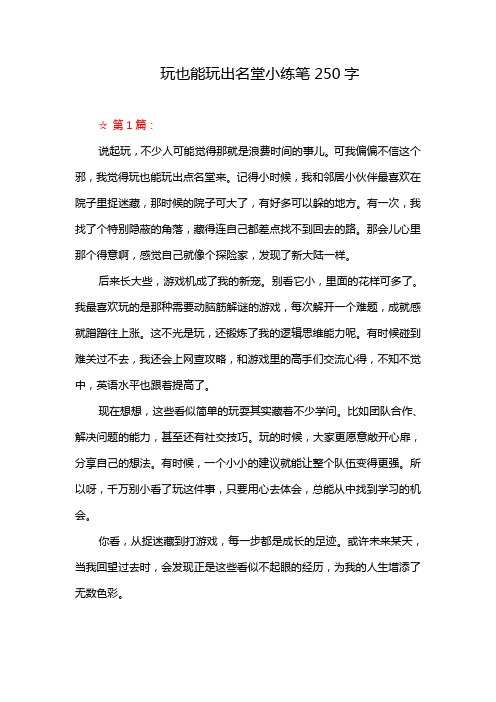 玩也能玩出名堂小练笔250字