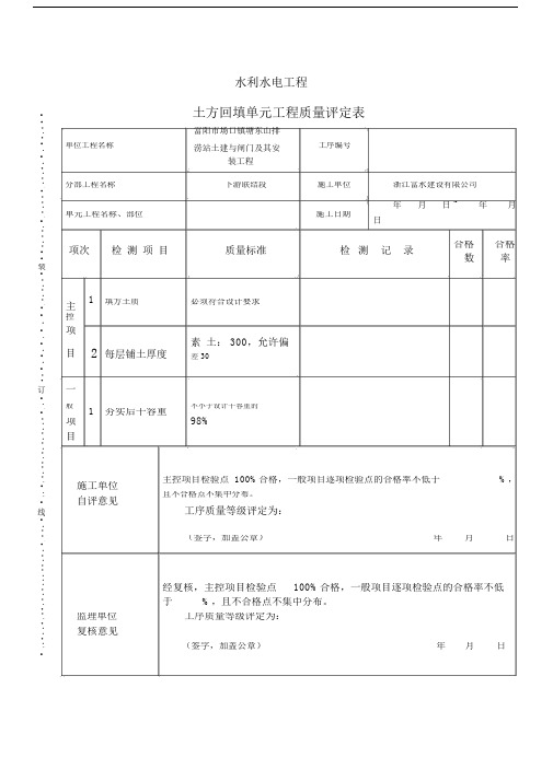 土方回填单元复习工程质量评定表.doc