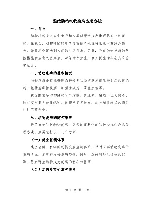 整改防治动物疫病应急办法