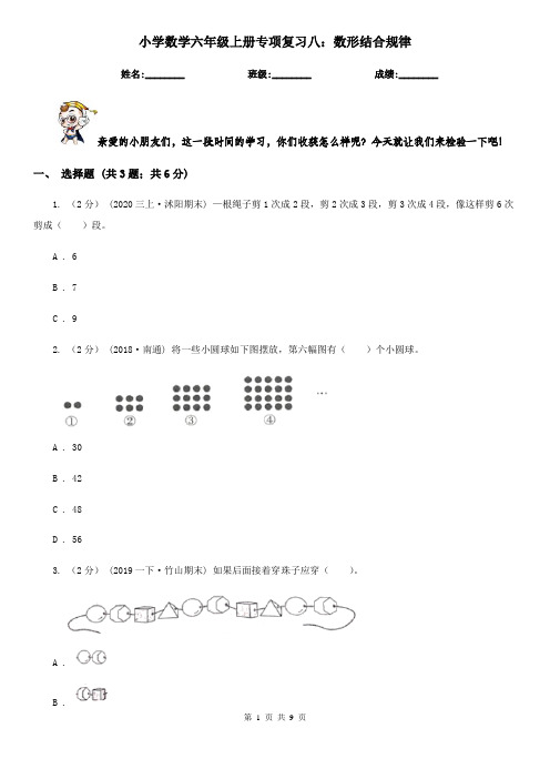 小学数学六年级上册专项复习八：数形结合规律