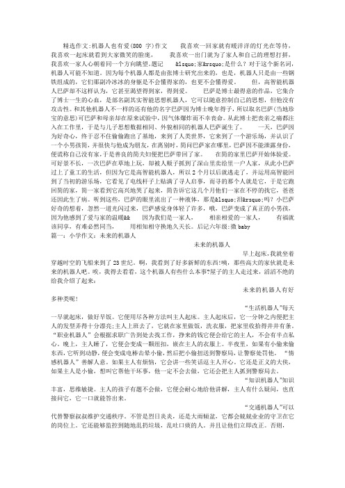 机器人也有爱(800字)作文