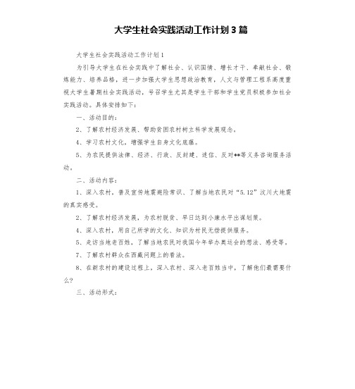 大学生社会实践活动工作计划3篇