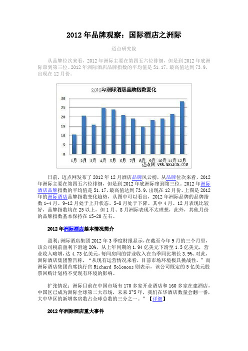 2012年品牌观察：国际酒店之洲际