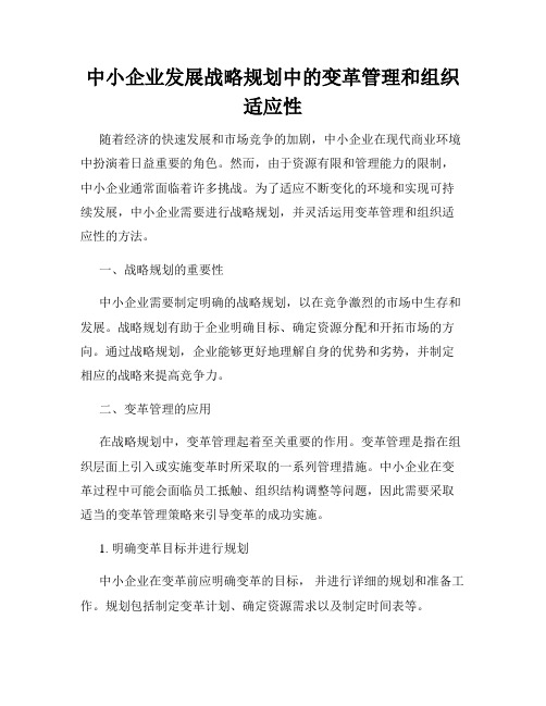 中小企业发展战略规划中的变革管理和组织适应性