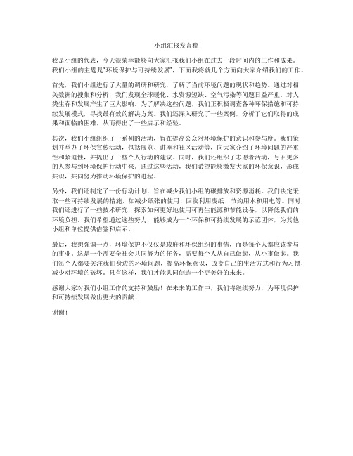 小组汇报发言稿