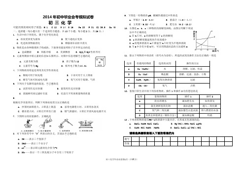 2014年九年级化学中考模拟试卷