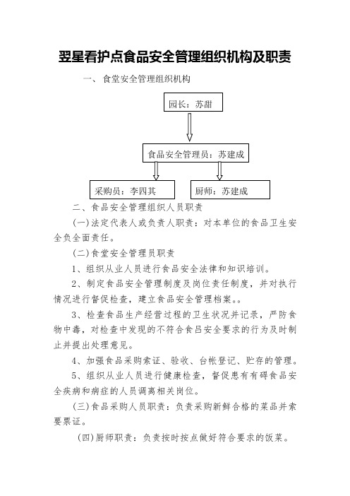 校园食品安全管理组织机构及职责