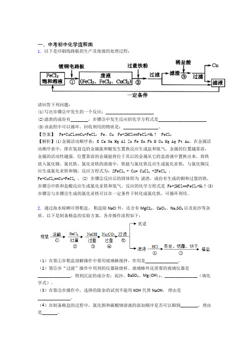 2020-2021中考化学《流程图的综合》专项训练及详细答案