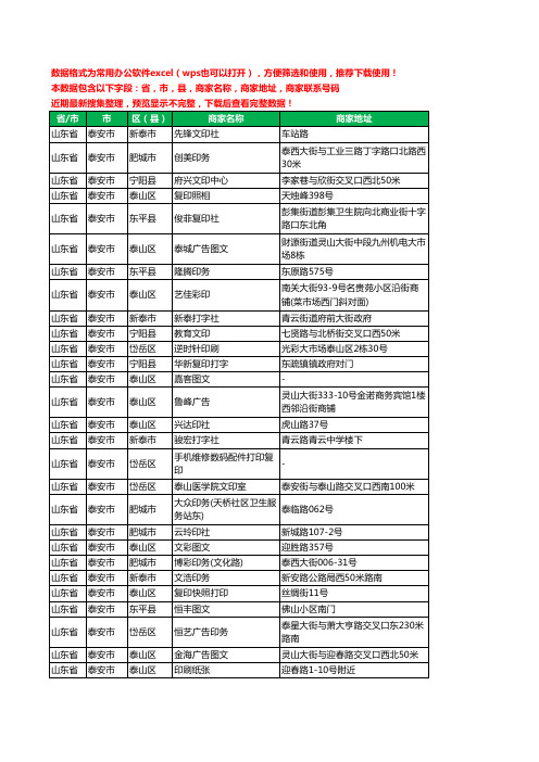 2020新版山东省泰安市复印工商企业公司商家名录名单黄页联系电话号码地址大全456家