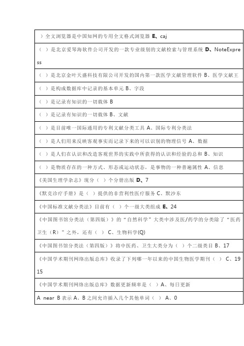 2019年继续教育《医学文献检索》答案