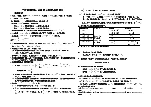 二次函数知识点总结及相关典型题目2008.12.8