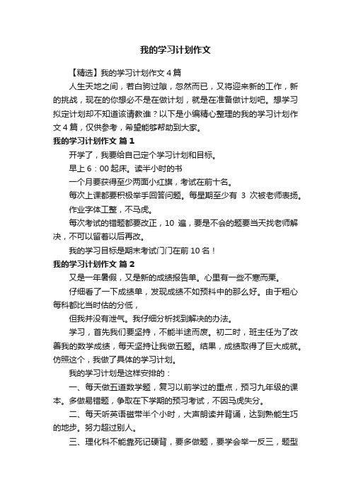 【精选】我的学习计划作文4篇