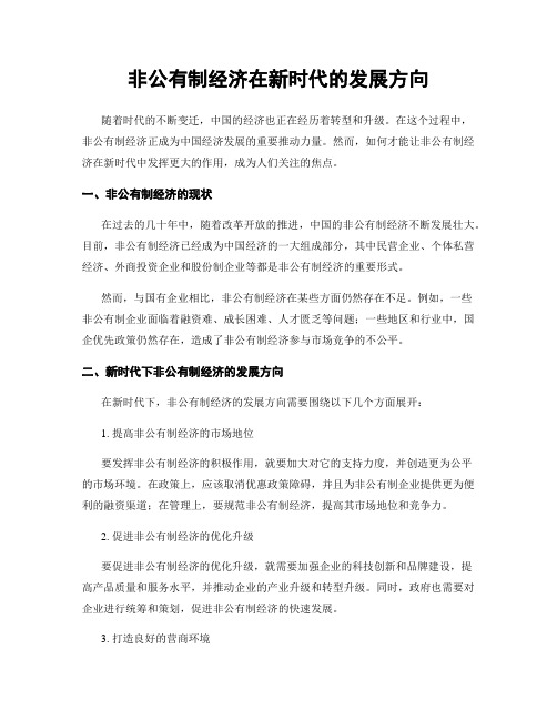 非公有制经济在新时代的发展方向