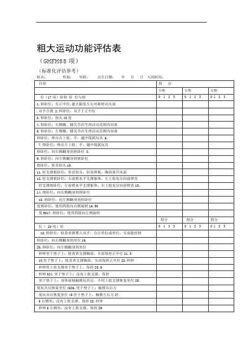 粗大运动功能评估表