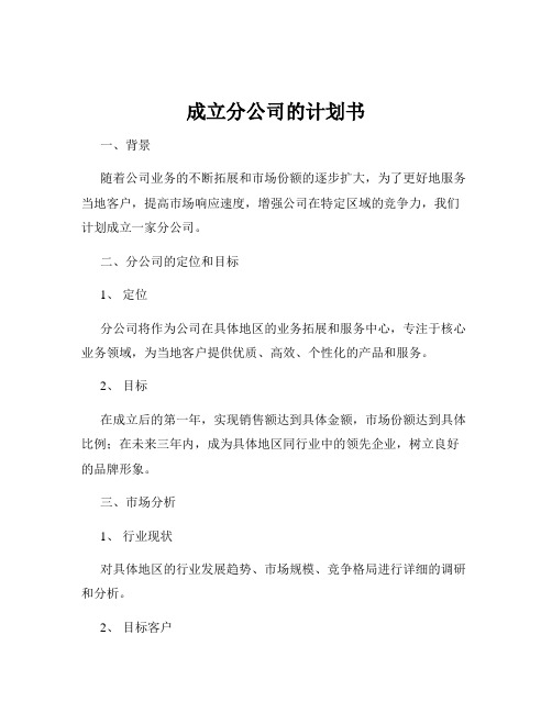 成立分公司的计划书