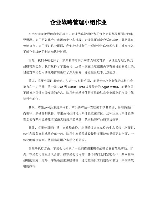 企业战略管理小组作业