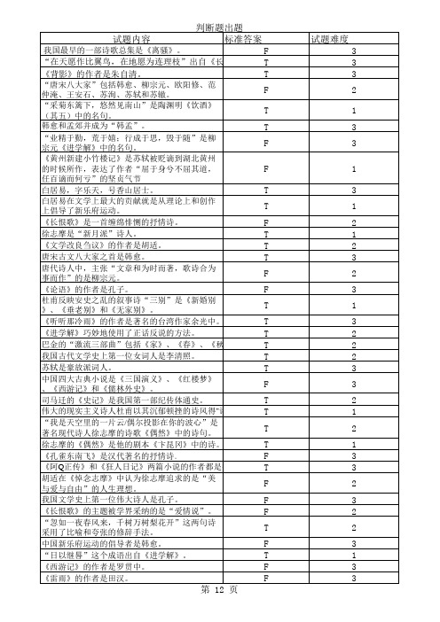 大学语文题库(500题)