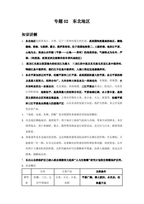 地理八年级下册期中优化讲练测评(晋教版)专题02 东北三省——辽阔富饶的“黑土地”(解析版)