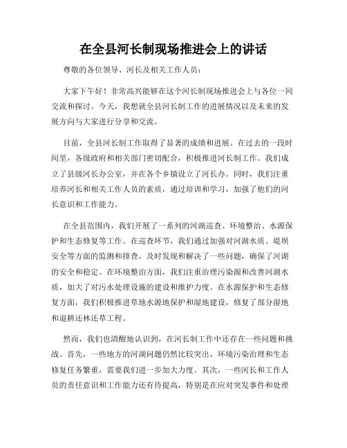 在全县河长制现场推进会上的讲话