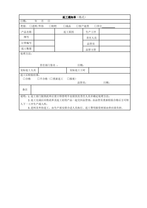 返工通知单