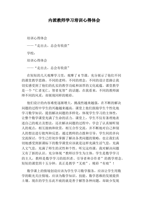 内派教师学习培训心得体会