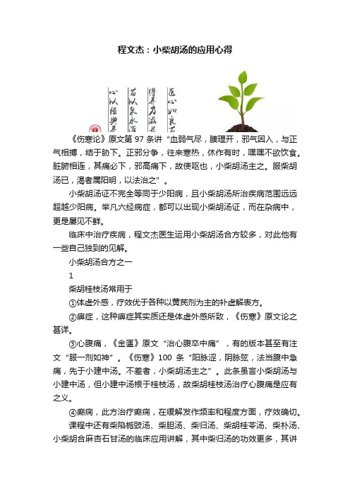 程文杰：小柴胡汤的应用心得