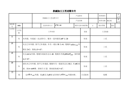 机械加工工艺卡片模板1