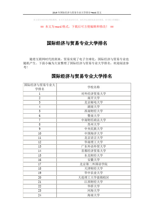 2019年国际经济与贸易专业大学排名-word范文 (4页)