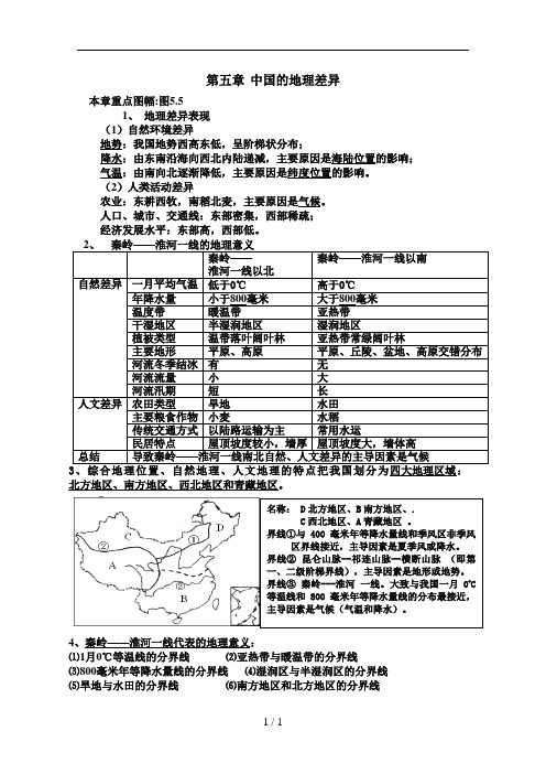 2018年人教版八年级下册地理知识点整理