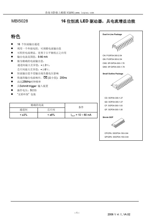 MBI5028中文资料_  16 位恒流 LED驱动器