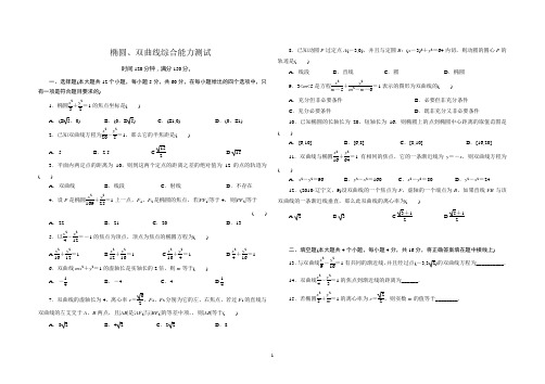 高二数学选修椭圆、双曲线综合能力测试