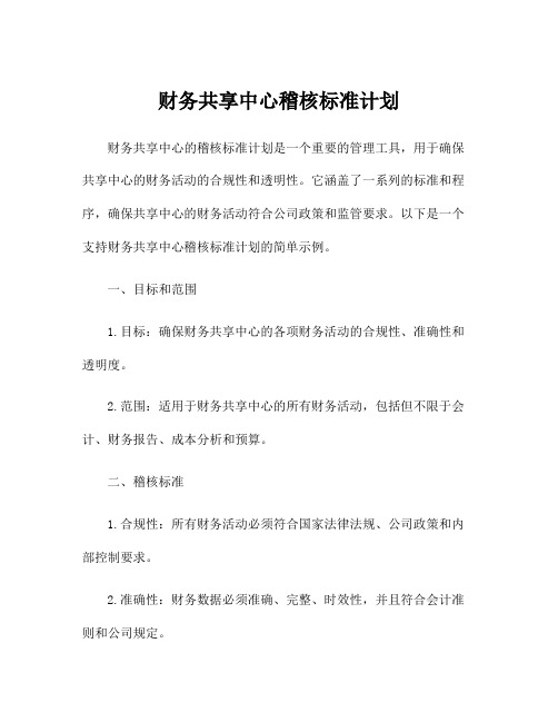 财务共享中心稽核标准计划