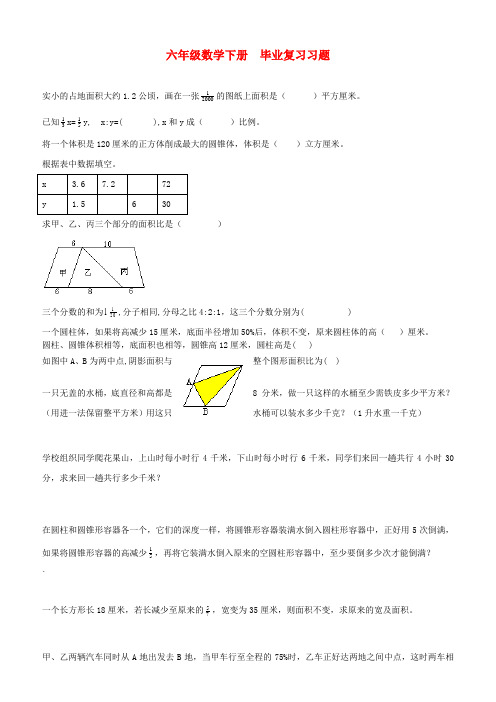 北师大版六年级数学下册毕业复习习题