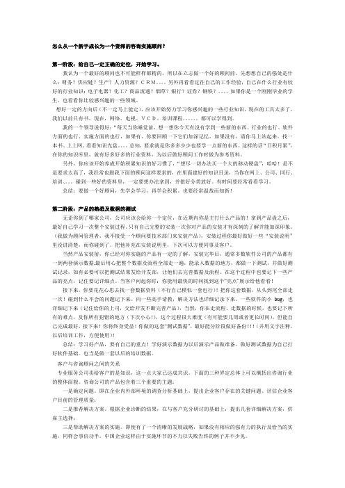 怎么从一个新手成长为一个资深的咨询实施顾问