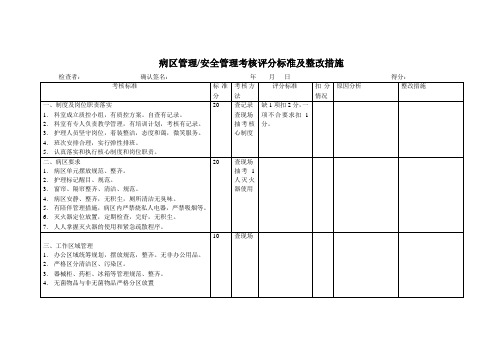 病区管理安全管理考核评分标准及整改措施