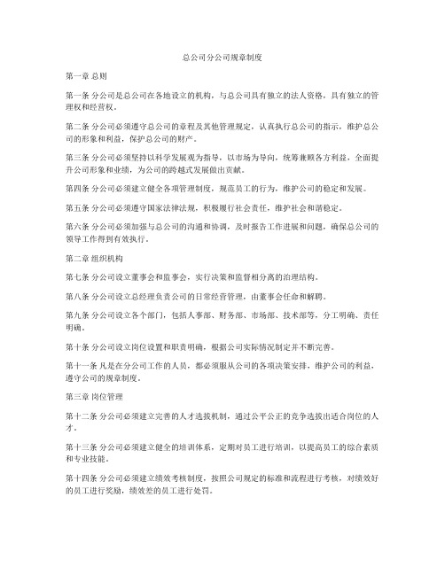 总公司分公司规章制度