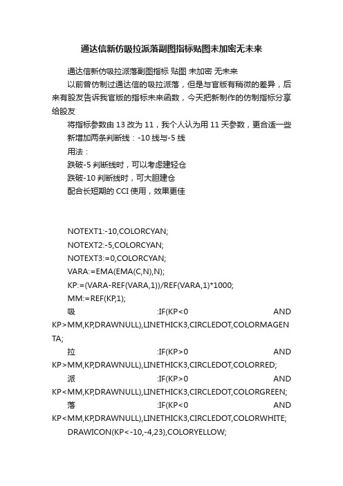 通达信新仿吸拉派落副图指标贴图未加密无未来