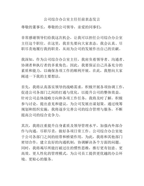 公司综合办公室主任任前表态发言