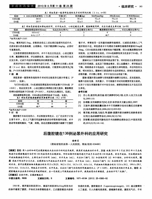 后腹腔镜在136例泌尿外科的应用研究