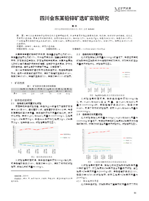 四川会东某铅锌矿选矿实验研究