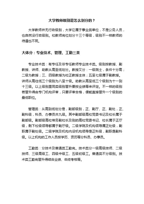 大学教师级别是怎么划分的？