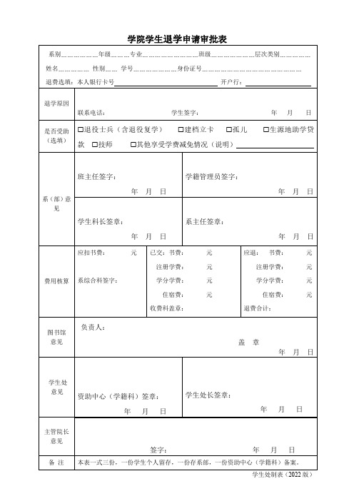 学生退学审批表