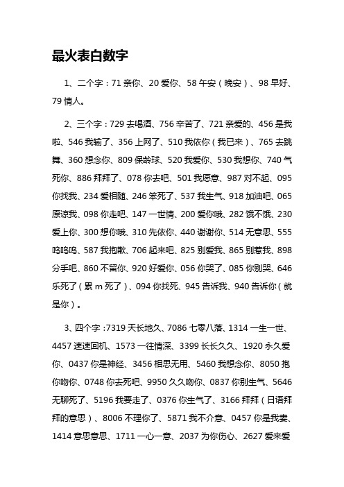 最火表白数字