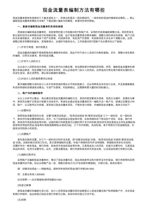 现金流量表编制方法有哪些