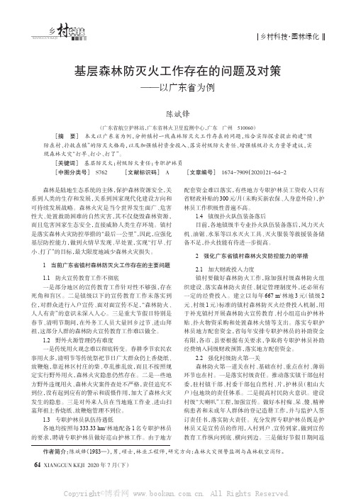 基层森林防灭火工作存在的问题及对策——以广东省为例