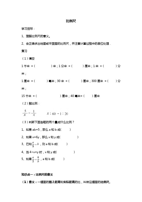 比例尺知识点和题型总结