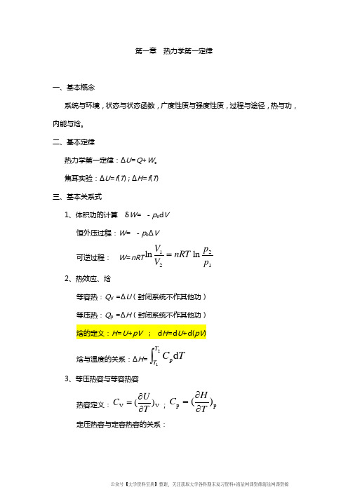 物理化学重要概念公式总结