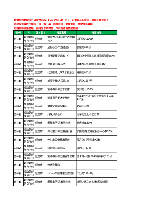 2020新版吉林省延边朝鲜族自治州延吉市月子服务工商企业公司商家名录名单黄页联系号码地址大全60家